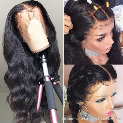Cheap Raw Brazilian Virgin Body Wave Natural Color 100% Human Hair 360 Full Hd Lace Front Wig Lace Frontal Wig For Black Women